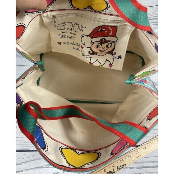 BRIGHTON Love & Joy Tote BAG by Brighton Lulu ThMulticolor Hearts Canvas Bow - Picture 4 of 8